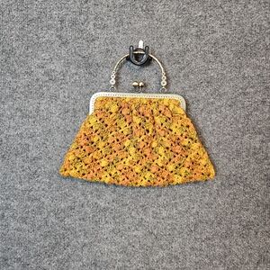 Handmade Autumnal Crochet Clutch Bag – Vintage Style Kiss-Lock Frame